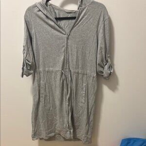 Gray hooded zip up top